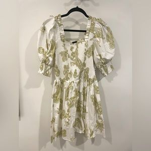 1.State green and white paisley dress. Size Large